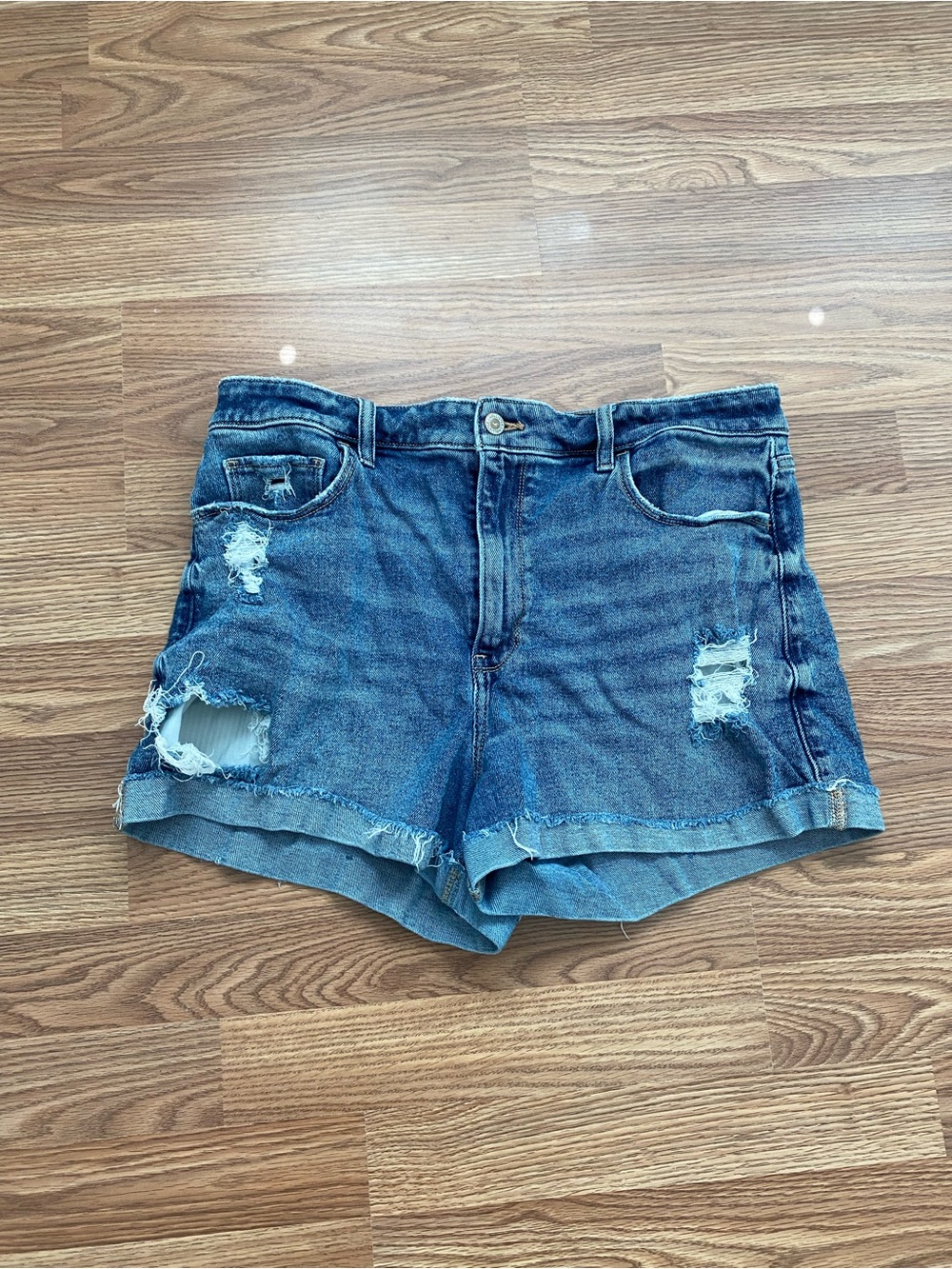Hollister Distressed Blue Denim Jean Shorts
